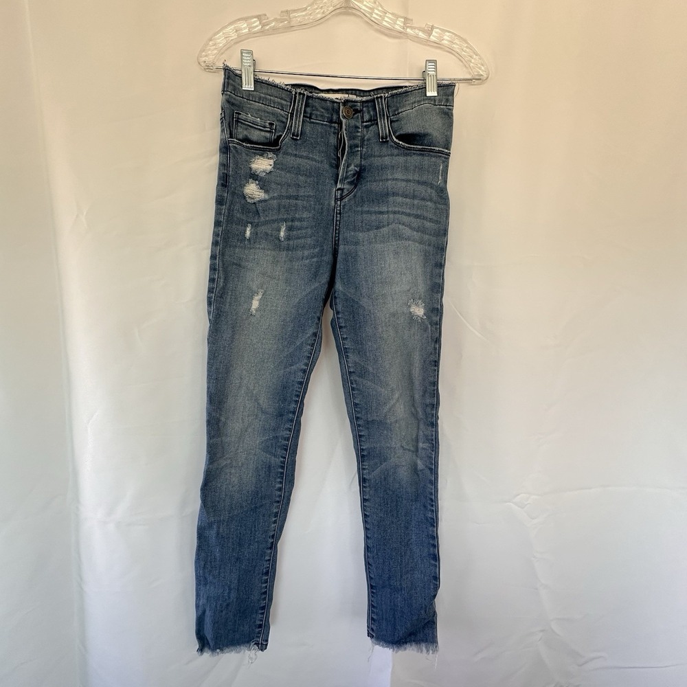 Flying‎ Monkey Distressed Jeans Size 25 Button Fly Mid Rise Stretch Skinny Y2431